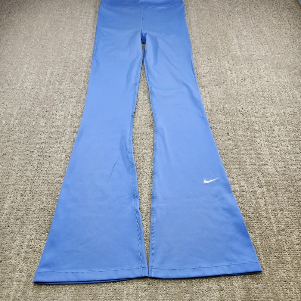 Nike One Pants Youth Girls XL Flared Leggings Dri ADV High Waisted Stretch Blue